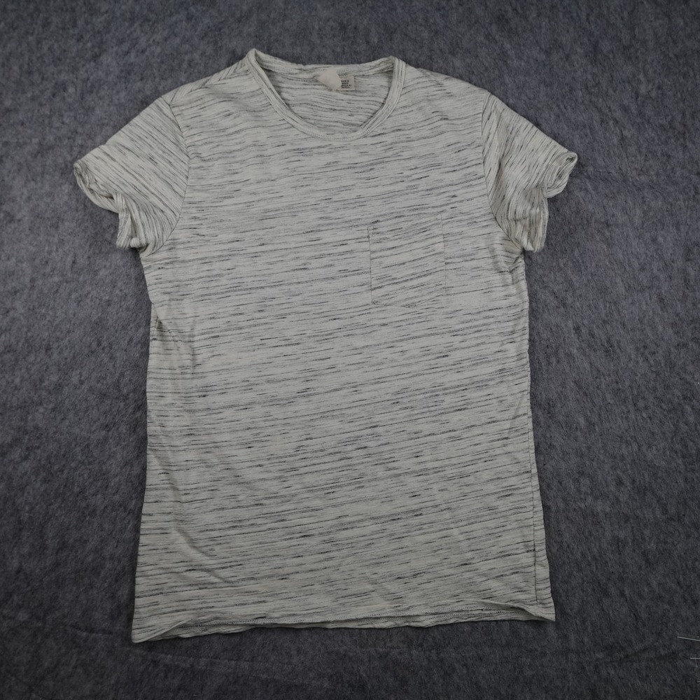 Moth Anthro Top Women Large White Space Dye Slub Cotton Pocket Crew Neck Tee